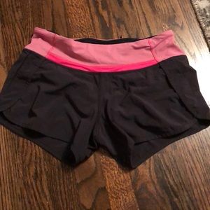 Black with pink band LuLu lemon athletic shorts